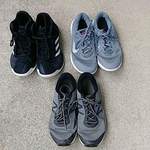 Lot of 3 boys sneakers. Worn condition. Size 6/7